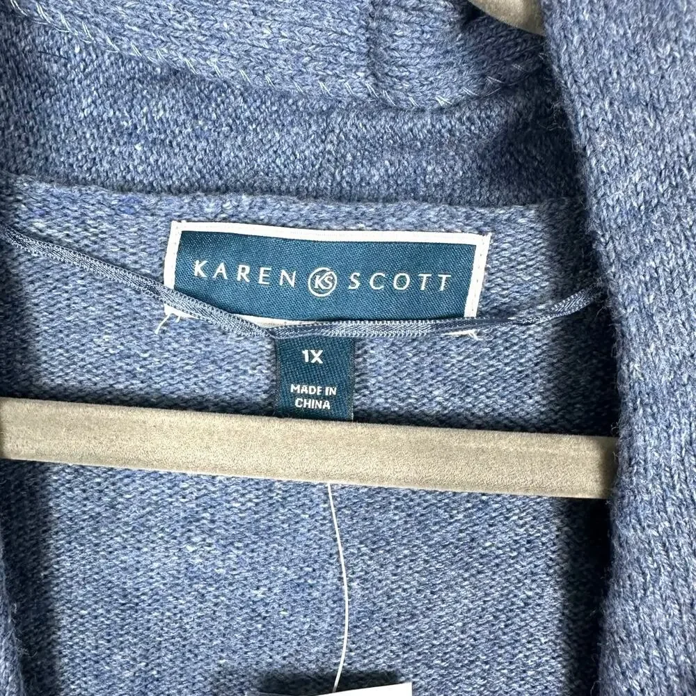 Karen Scott Blue Multishade Cardigan Size 1X - Picture 5 of 5
